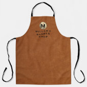 Barber Name Sable Leather Gold Monogram Schort (Voorkant)