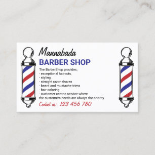 Barber Pole aangepaste foto qr-code Visitekaartje