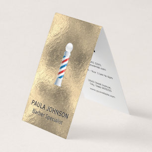 Barber Pole Afspraak Gouden Folie Achtergrond Visitekaartjes
