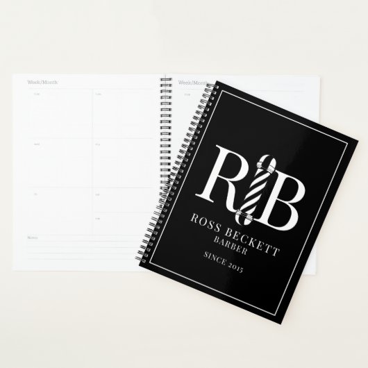 Barber Pole Barber Black White Benoeming Planner (Display)