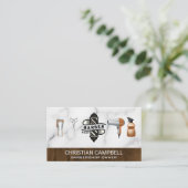 Barber Pole | Barberwinkel | Marmer Wood Visitekaartje (Staand voorkant)