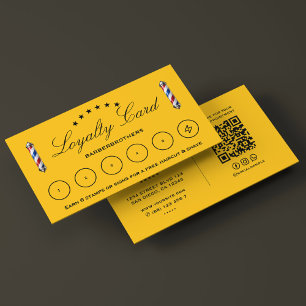 Barber Pole Classic Yellow Barbershop Loyalty Kaar Visitekaartje