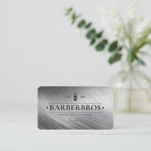 Barber Pole Faux Silver Barbershop loyaliteit Visitekaartje (Staand voorkant)
