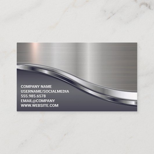 Barber Pole Logo | QR-code | Metaalglansmachine Visitekaartje (Achterkant)