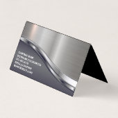 Barber Pole Logo | QR-code | Metaalglansmachine Visitekaartjes (Achterkant)