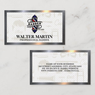 Barber Pole Logo Stijlvol Metaal Visitekaartje