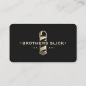 Barber Pole Moderne Barbershop Elegant Zwart Loyal Visitekaartje (Voorkant)