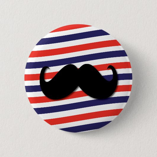 Barber Pole Mustache Red White Blue Ronde Button 5,7 Cm (Voorkant)
