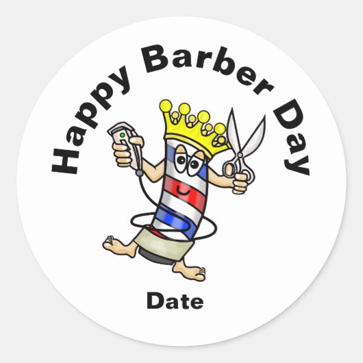 Barber Pole Sticker voor Barber Day (Voorkant)