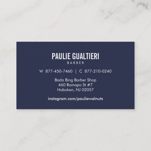 Barber Pole / Straight Razor / Extra Thick Visitekaartje (Achterkant)