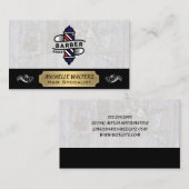 Barber Pole | Witte marmer Visitekaartje (Voorkant / Achterkant)