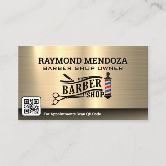 Barber Pool en gereedschap | goudmetallisch Visitekaartje (Voorkant)