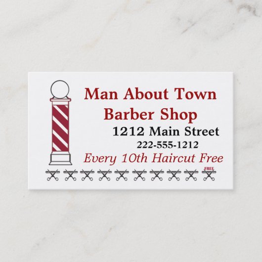 Barber Punch Card Client Loyalty Carte de visite (Devant)