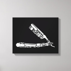barber razor iconen canvas afdruk