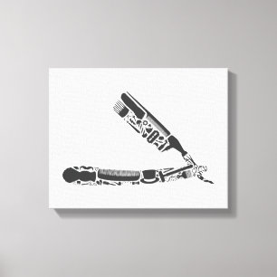 barber razor iconen canvas afdruk