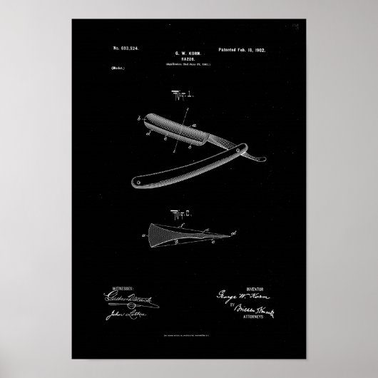Barber Razor Patent Poster Print Artwork (Voorkant)