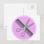 Barber Scissor en Comb Briefkaart (Voorkant / Achterkant)