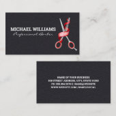 Barber Scissors | Achtergrond leder Visitekaartje (Voorkant / Achterkant)