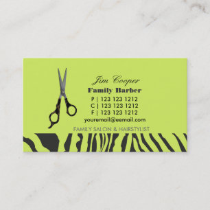 Barber Sharp Scissors Zebra Stripes Patronen Visitekaartje