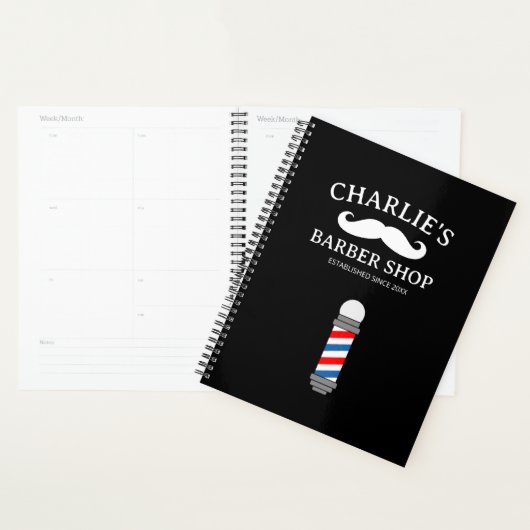 Barber shop afspraak planner met snor logo (Display)