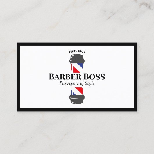 Barber Shop, Barber Pole Classic Visitekaartje (Voorkant)