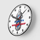 Barber Shop Barber Pole Custom Round Clock Ronde Klok (Hoek)
