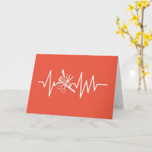 Barber Shop - Barber Scissors Comb Heartbeat Card Kaart