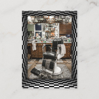 Barber Shop  Black, White, Checkers Visitekaartje