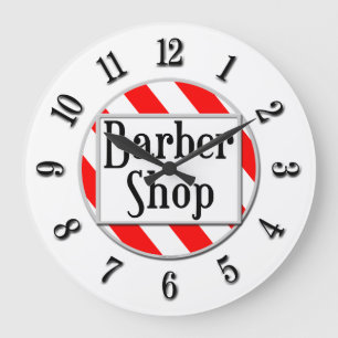 Barber Shop Black White Red Retro Clock Grote Klok