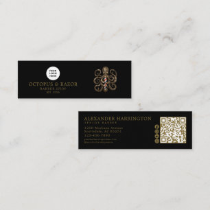 Barber Shop Bronzen Octopus Qr Code Sociale Iconen Mini Visitekaartje