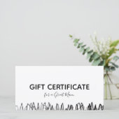 Barber Shop Cadeaubon Zwart Schets Eenvoudig Bedankkaart (Staand voorkant)