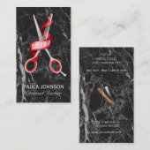 Barber Shop | Carte de visite en marbre noir (Devant / Derrière)