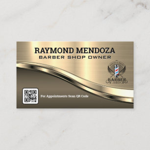 Barber Shop Code QR Carte de visite métallique