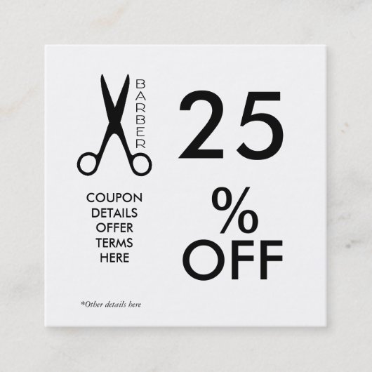 Barber shop coupon carte noir et blanc (Devant)