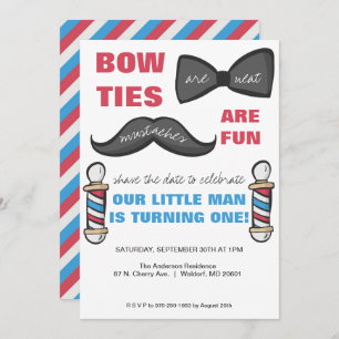 Barber Shop First Birthday Party Invitation Kaart