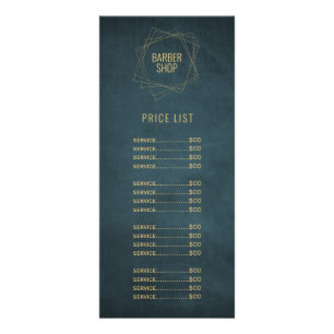 Barber shop goud marine elegante diensten lijst reclamekaart