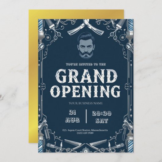 Barber Shop Grand Invitation d'ouverture (Devant / Derrière)