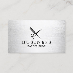 Barber Shop Hair Salon Modern Silver Minimalist Visitekaartje