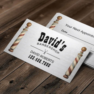Barber Shop Hair Stylist Modern Silver Appointment Afsprakenkaartje