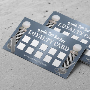 Barber Shop Hair Stylist Stoffig Blauw Metaal Klantenkaartje