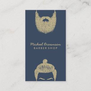 Barber Shop hipster baard snor marine goud Visitekaartje