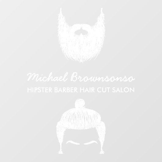 Barber Shop hipster baard snor wit Raamsticker (Vel)