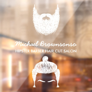 Barber Shop hipster baard snor witte Raamsticker