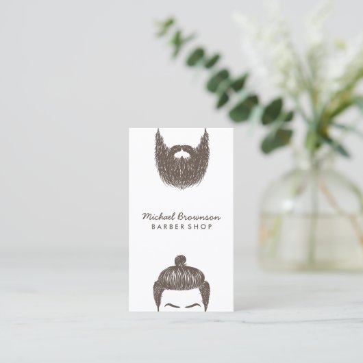 Barber Shop hipster beard mustache hair salon Visitekaartje (Staand voorkant)