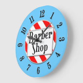 Barber Shop Horloge rouge, blanche et bleue (Angle)