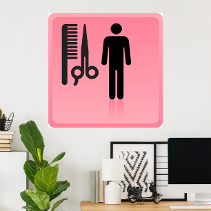 Barber Shop Icon Kapsel Kam en Schaar Poster