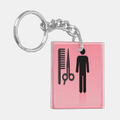 Barber Shop Icon Kapsel Kam en Schaar Sleutelhanger (Voorkant Links)
