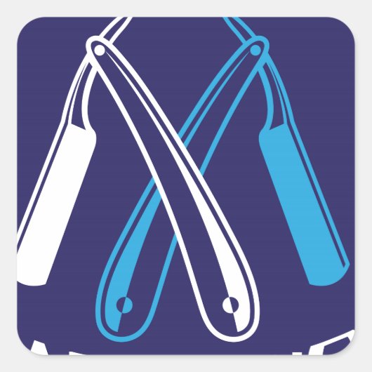 Barber Shop Logo Icon Vector Vierkante Sticker (Voorkant)