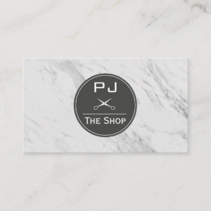 Barber Shop Marble Monogram Visitekaartje