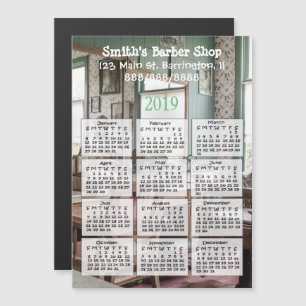 Barber Shop Mini Calendrier Magnet 2019